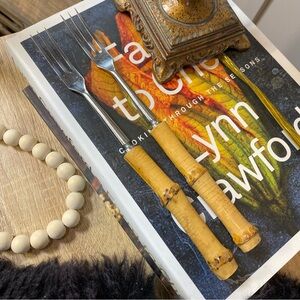 Vintage 2 Bamboo Fondue Handle INOX Stainless Steel 9” Forks